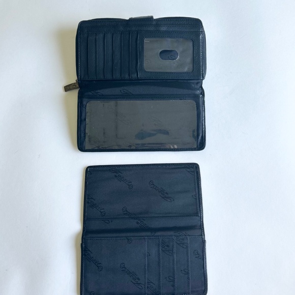 Fossil Black Genuine Leather Snap Closure Zip Around Wallet - Picture 9 of 15